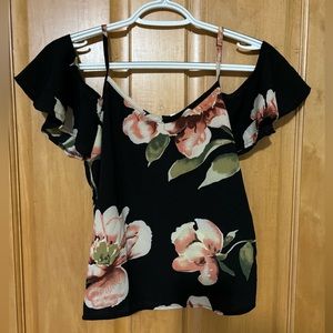 Black Floral Dress Shirt. Size S